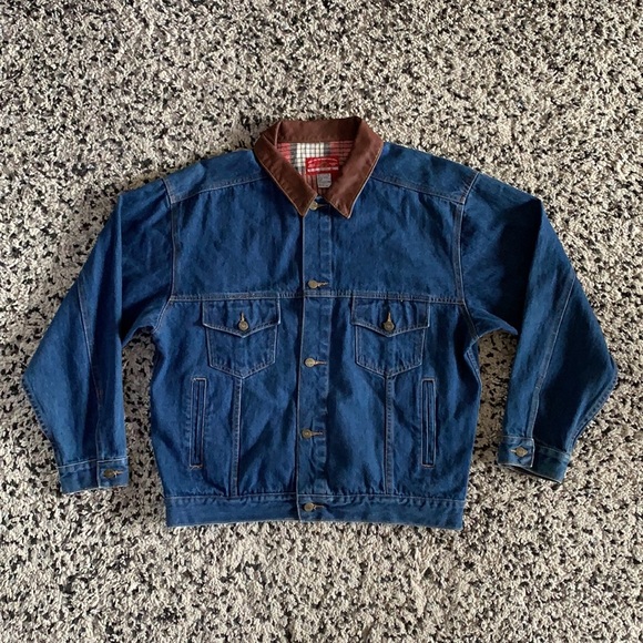 Vintage Jackets & Coats Vintage Marlboro Country Store Mens Denim Blue Jean Jacket Leather